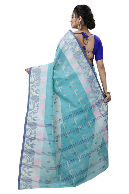 Pure Cotton Tant Saree Floral Design Woven Tant Saree