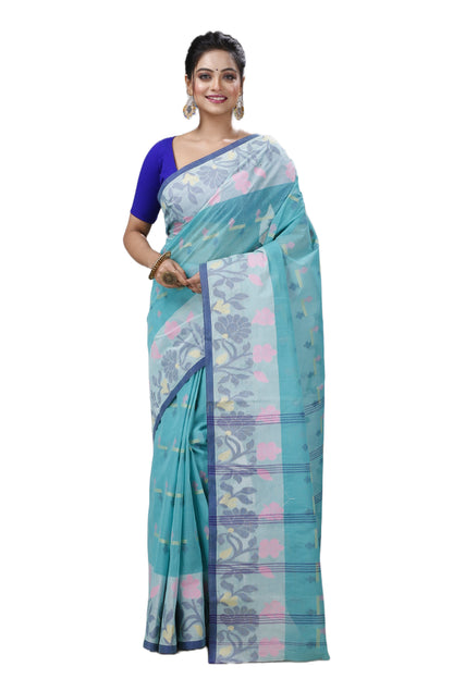 Pure Cotton Tant Saree Floral Design Woven Tant Saree