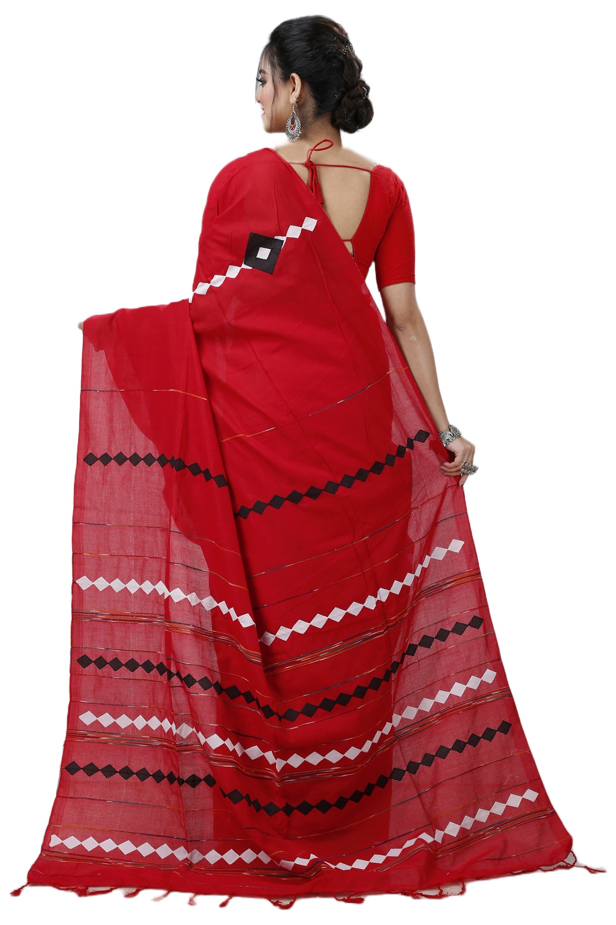 Cotton Handloom Saree Applique Design Woven Handloom Saree