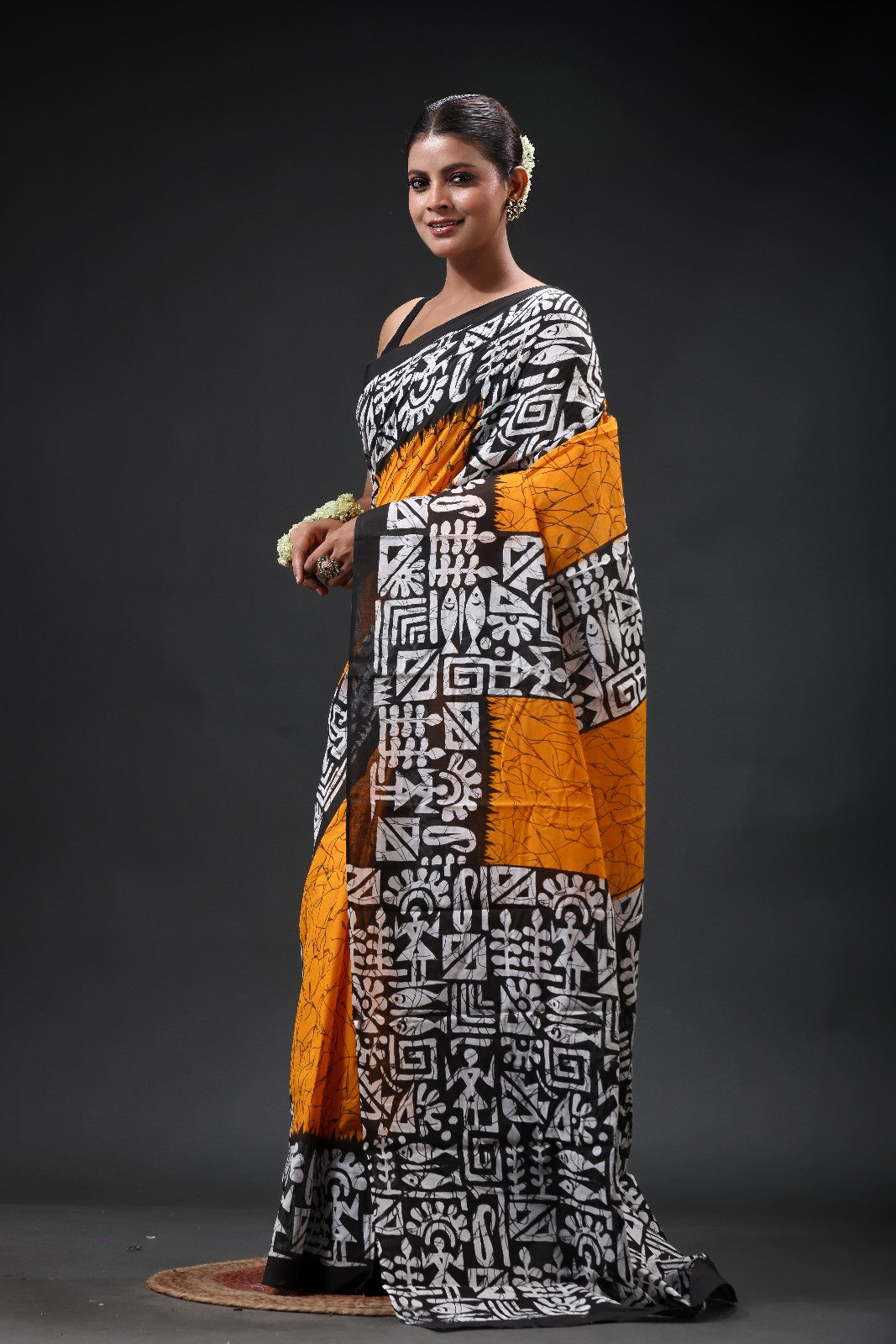 Pure Cotton Mulmul Saree Batik Design Printed Cotton Mulmul Saree