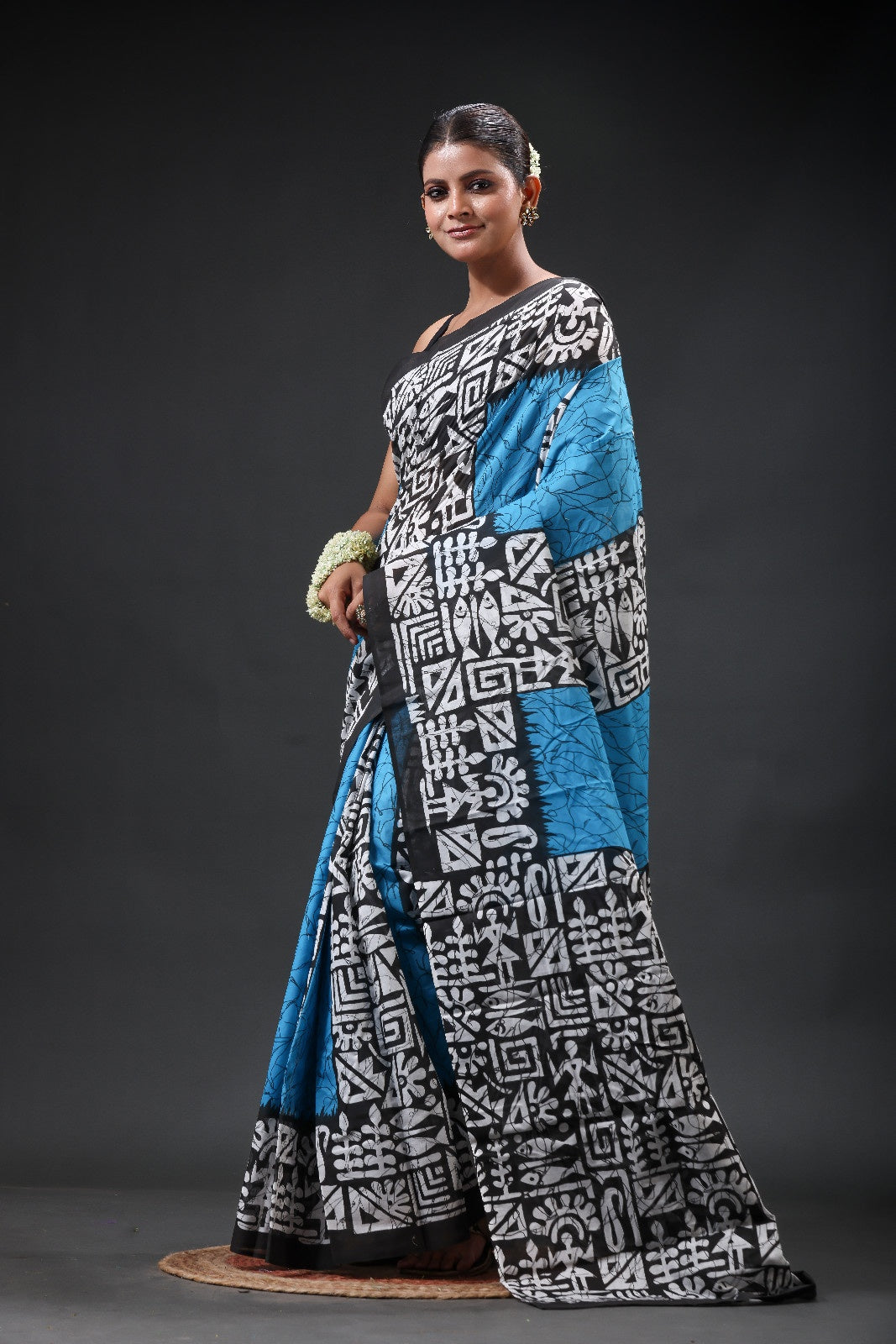 Pure Cotton Mulmul Saree Batik Design Printed Cotton Mulmul Saree