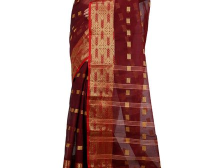 Pure Cotton Tant Saree Square Buti Design Woven Tant Saree