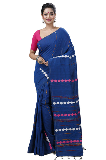 Cotton Handloom Saree Applique Design Woven Handloom Saree