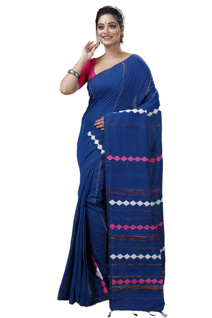 Cotton Handloom Saree Applique Design Woven Handloom Saree