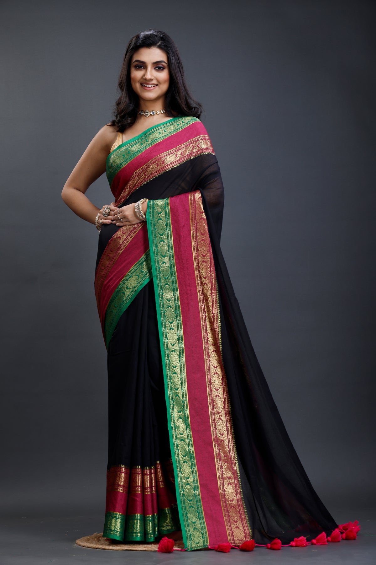 Pure Cotton Mulmul Saree 3d Design South Indian Style Woven Handloom Mulmul Saree