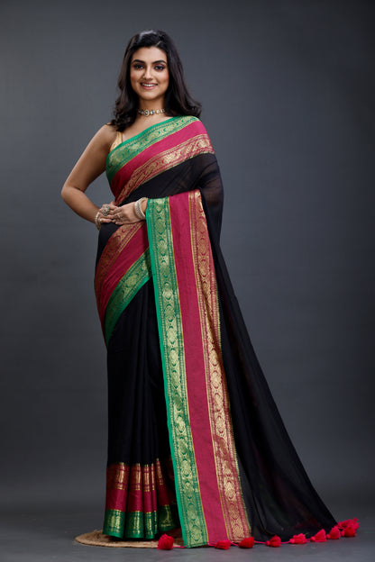 Pure Cotton Mulmul Saree 3d Design South Indian Style Woven Handloom Mulmul Saree