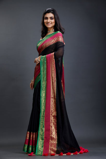 Pure Cotton Mulmul Saree 3d Design South Indian Style Woven Handloom Mulmul Saree