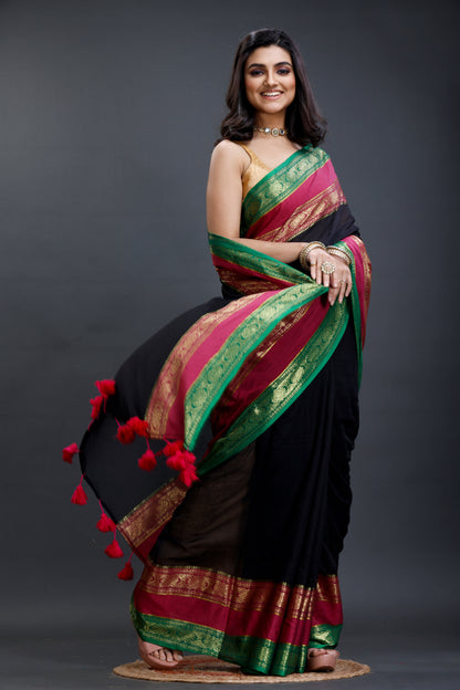 Pure Cotton Mulmul Saree 3d Design South Indian Style Woven Handloom Mulmul Saree