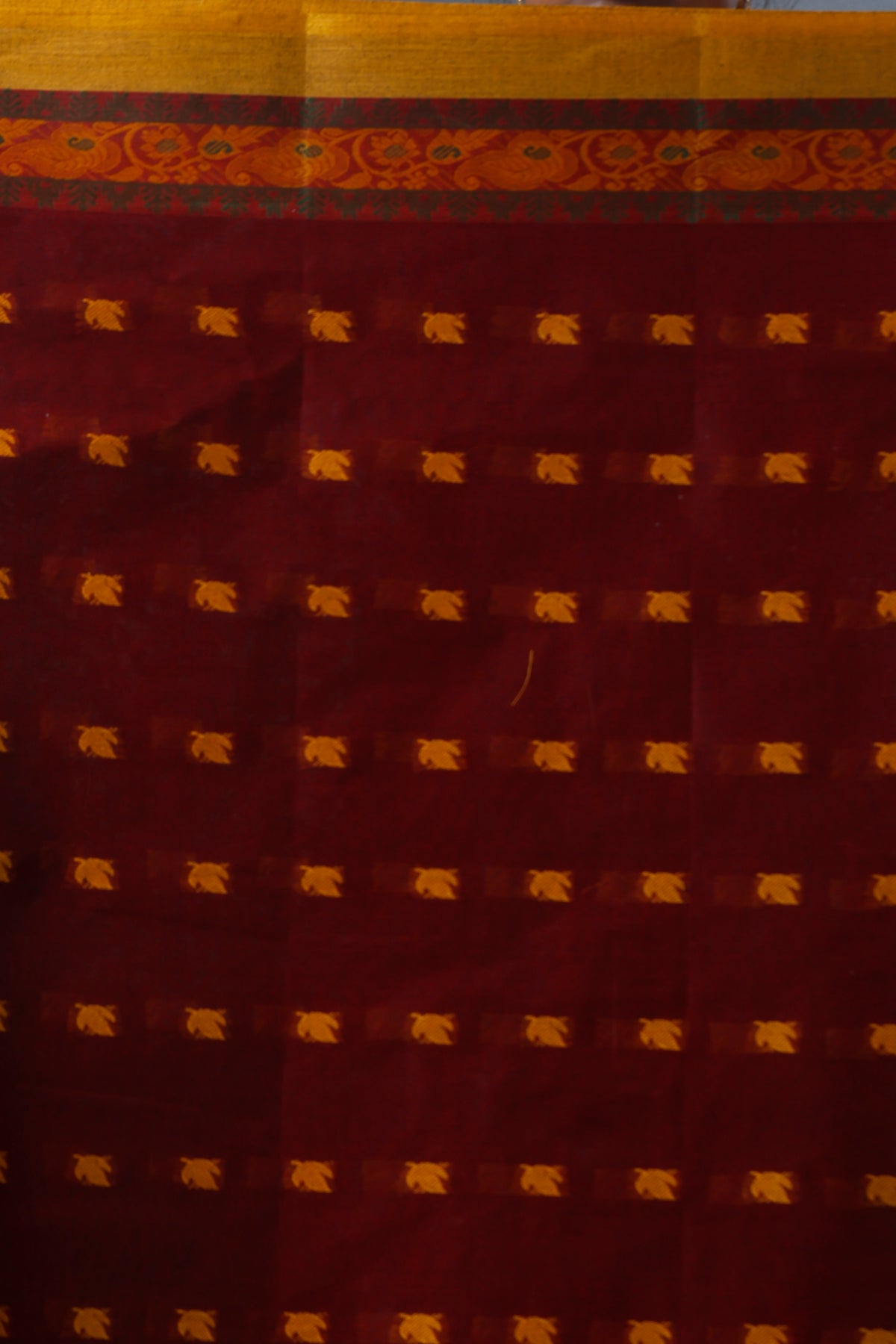 Pure Cotton Tant Saree Leaf Buti Design Woven Tant Saree