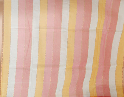 Pure Cotton Mulmul Saree Striped Sequin Design Woven Handloom Saree