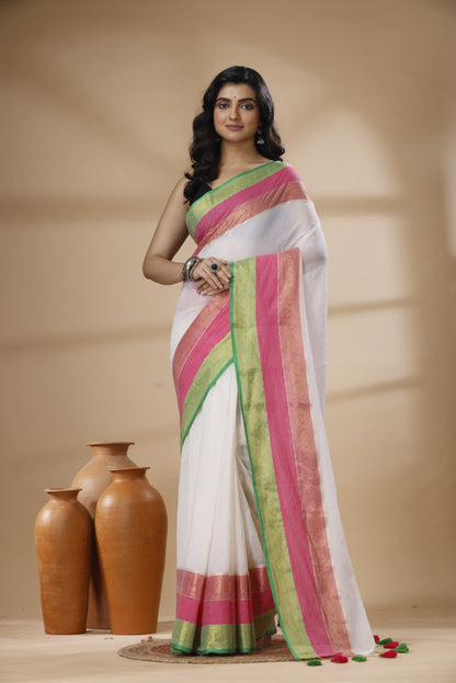 Pure Cotton Mulmul Saree 3d Design South Indian Style Woven Handloom Mulmul Saree