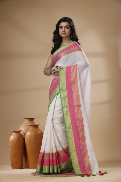 Pure Cotton Mulmul Saree 3d Design South Indian Style Woven Handloom Mulmul Saree