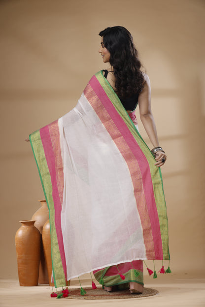 Pure Cotton Mulmul Saree 3d Design South Indian Style Woven Handloom Mulmul Saree