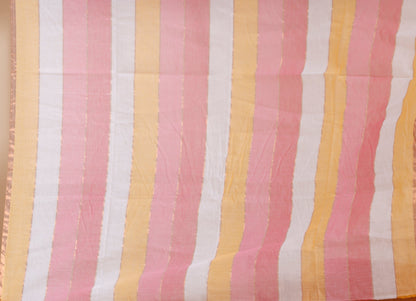 Pure Cotton Mulmul Saree Striped Sequin Design Woven Handloom Saree