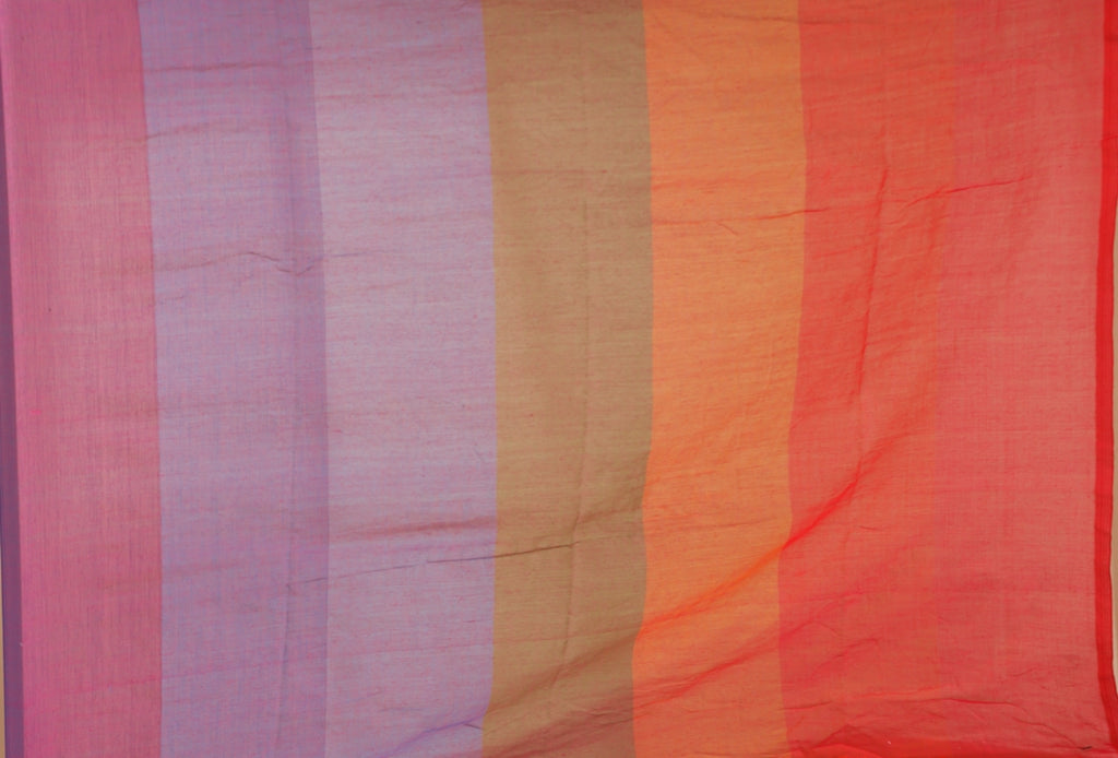 Pure Cotton Mulmul Saree Rainbow Colour Block Woven Handloom Saree