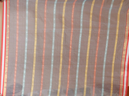 Pure Cotton Mulmul Saree Striped Sequin Design Woven Handloom Saree