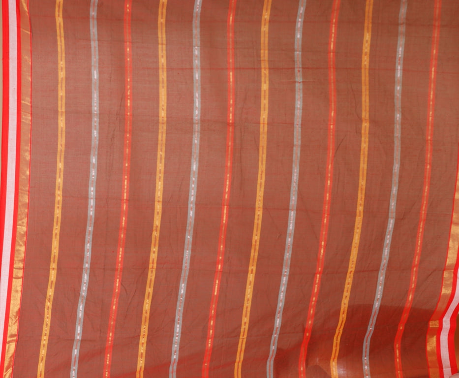 Pure Cotton Mulmul Saree Striped Sequin Design Woven Handloom Saree