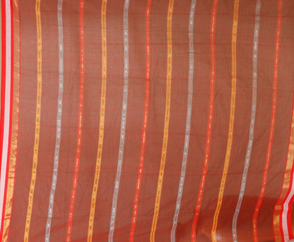Pure Cotton Mulmul Saree Striped Sequin Design Woven Handloom Saree