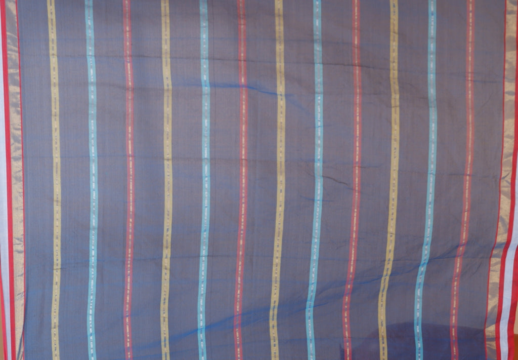 Pure Cotton Mulmul Saree Striped Sequin Design Woven Handloom Saree