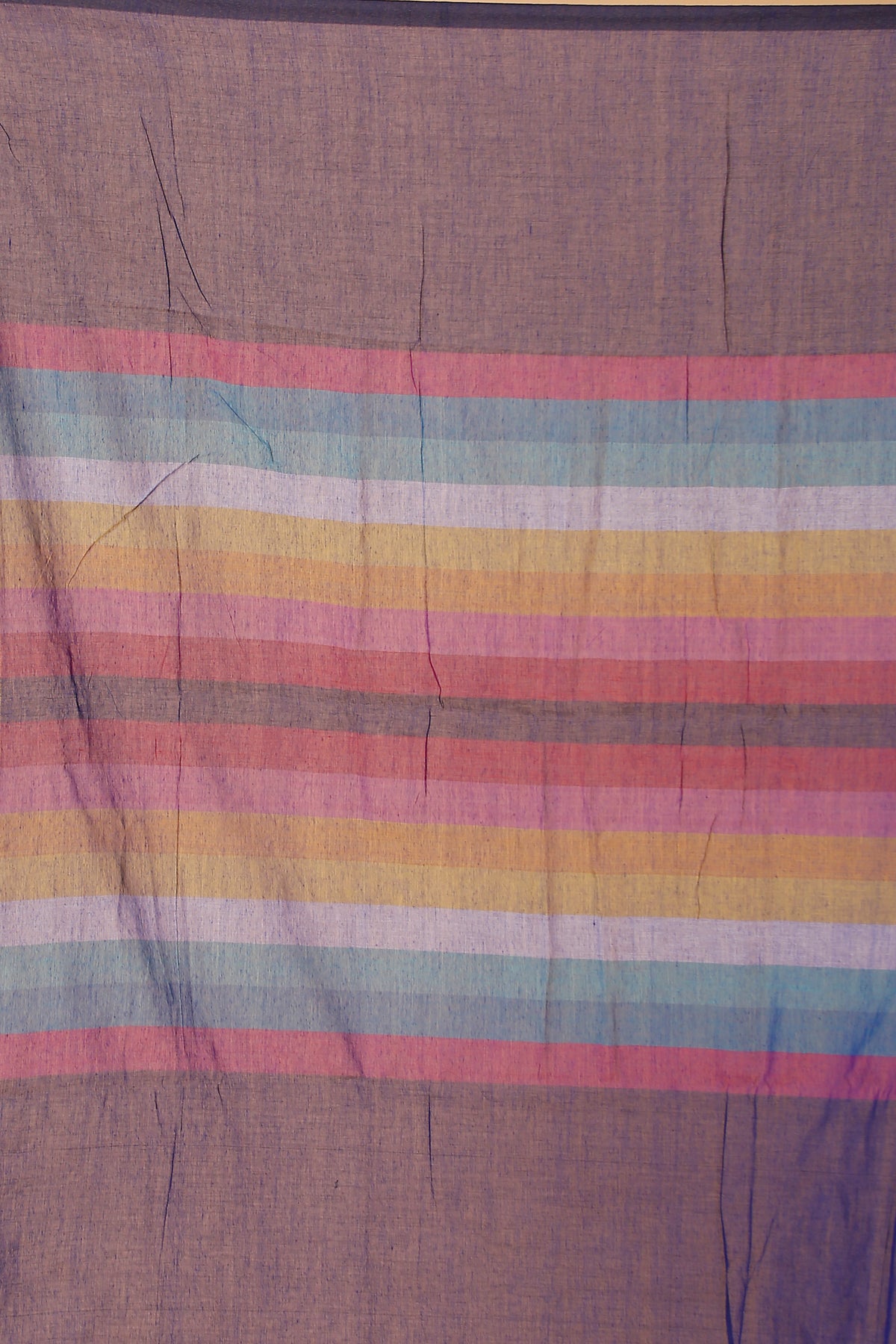 Pure Cotton Mulmul Saree Rainbow Design Woven Handloom Saree