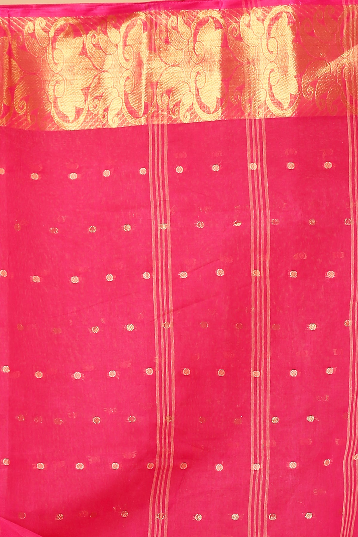Pure Cotton Tant Saree Ball Buti Design Tant Saree With Self Design Zari Border