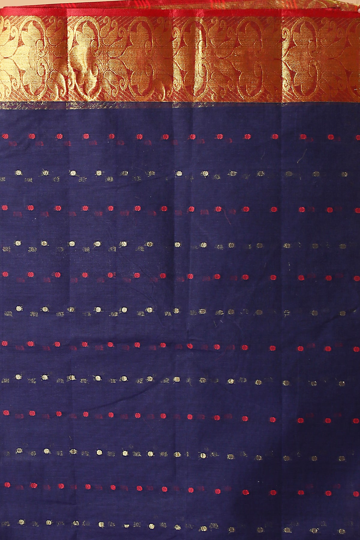 Pure Cotton Tant Saree Ball Buti Design Tant Saree With Self Design Zari Border