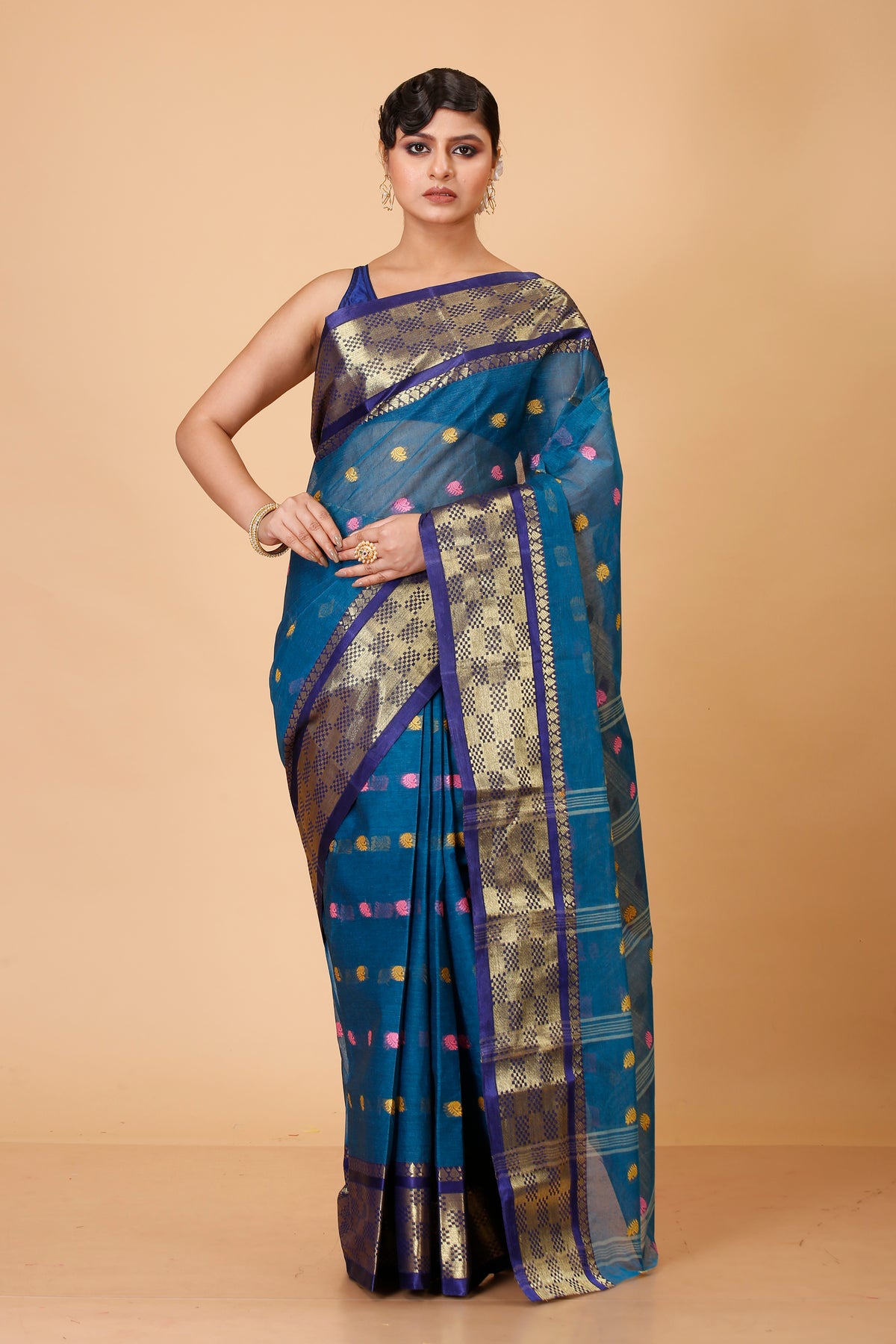 Pure Cotton Tant Saree Self Design, Embellished, Woven, Embroidered Tant Pure Cotton Saree