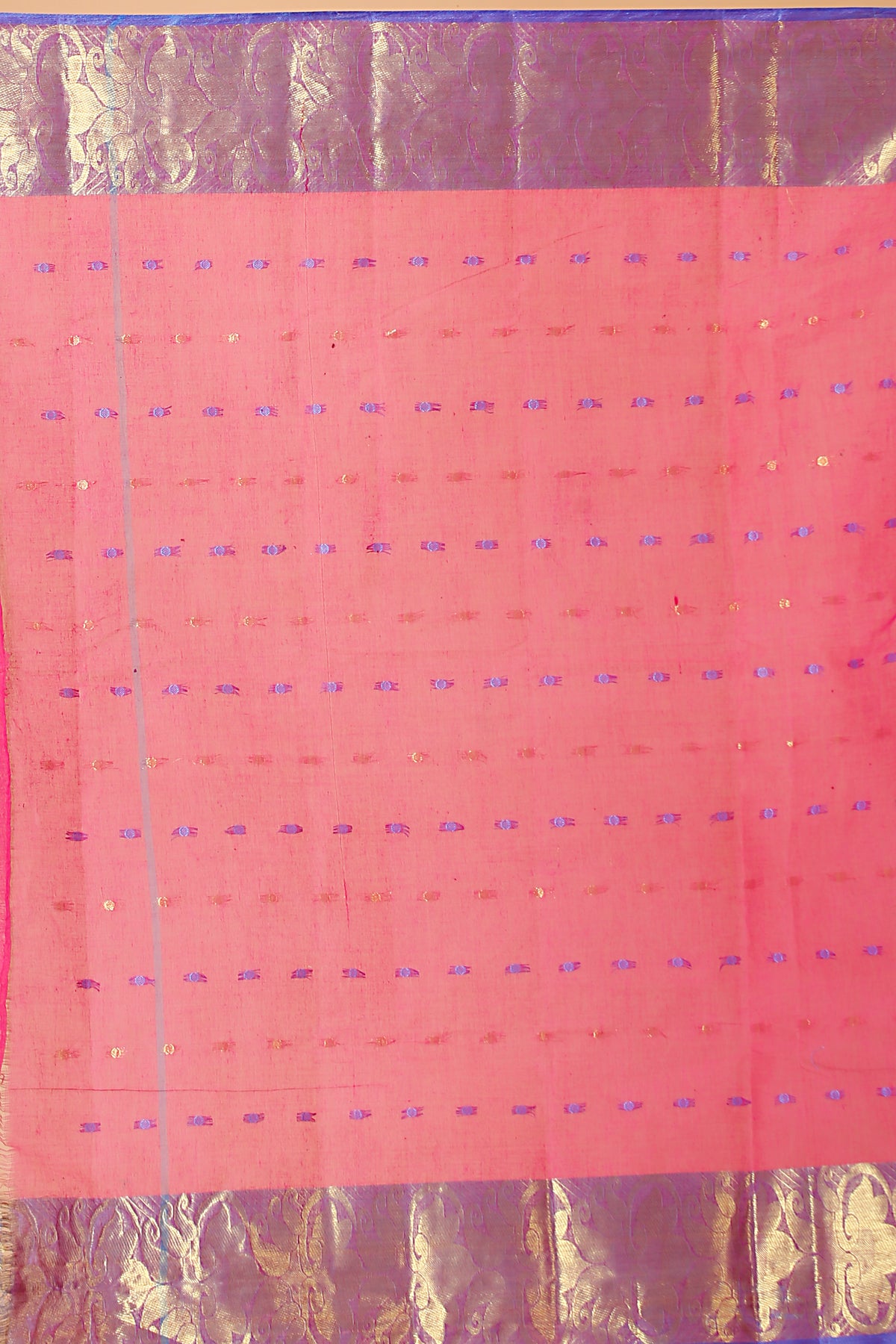 Pure Cotton Tant Saree Ball Buti Design Tant Saree With Self Design Zari Border