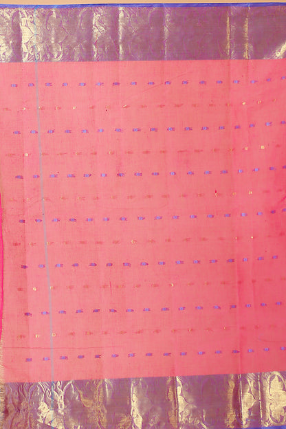 Pure Cotton Tant Saree Ball Buti Design Tant Saree With Self Design Zari Border
