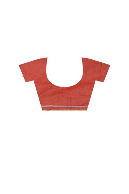Cotton Handloom Saree Striped, Color Block Handloom Cotton Blend Saree