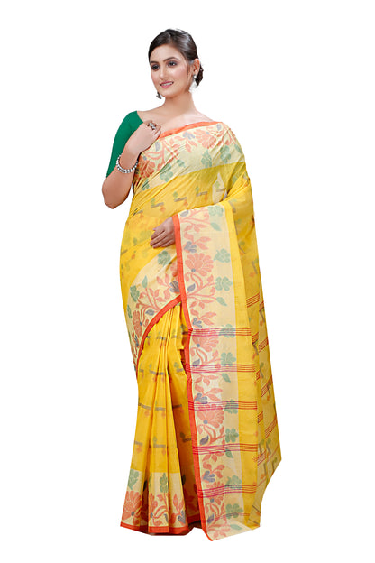 Pure Cotton Tant Saree Floral Design Woven Tant Saree