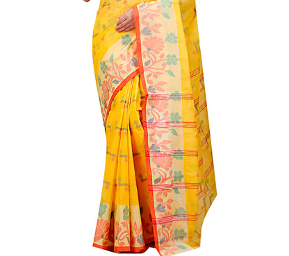 Pure Cotton Tant Saree Floral Design Woven Tant Saree