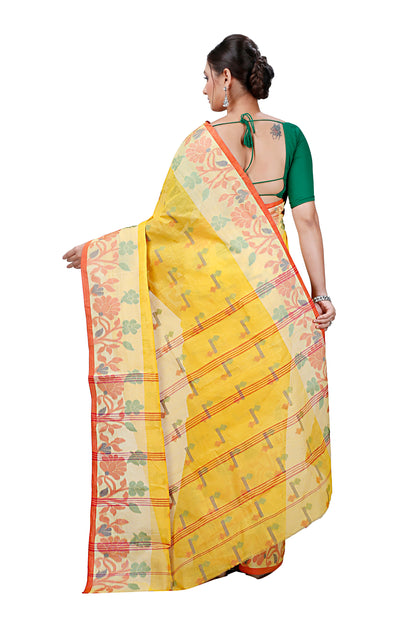 Pure Cotton Tant Saree Floral Design Woven Tant Saree