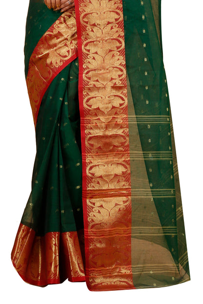 Pure Cotton Tant Sare Ball Buti Design Tant Saree With Self Design Zari Border