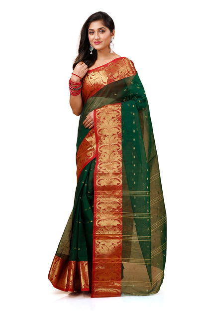 Pure Cotton Tant Sare Ball Buti Design Tant Saree With Self Design Zari Border