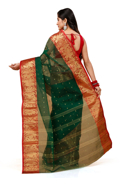 Pure Cotton Tant Sare Ball Buti Design Tant Saree With Self Design Zari Border