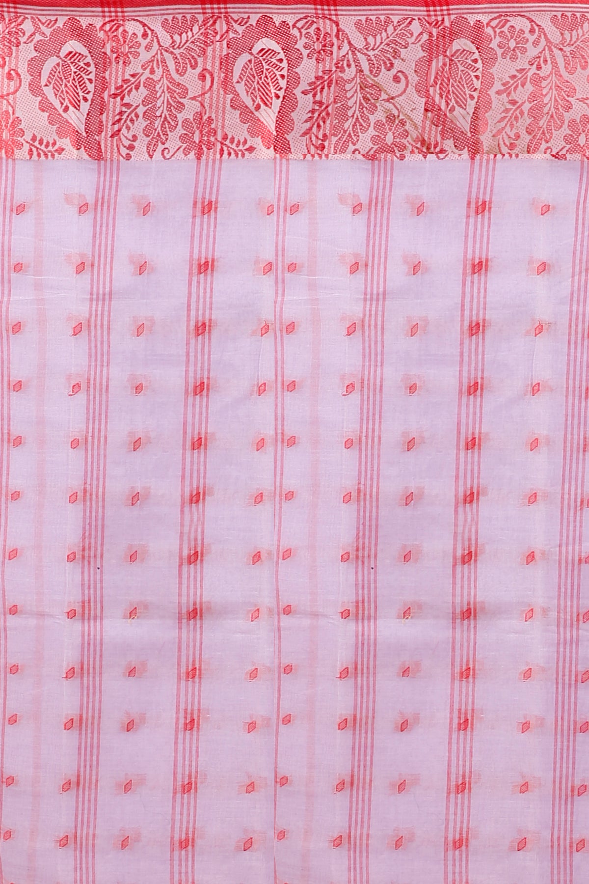 Pure Cotton Tant Saree Leaf Buti Design Woven Tant Saree