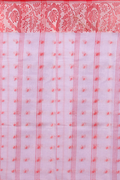 Pure Cotton Tant Saree Leaf Buti Design Woven Tant Saree