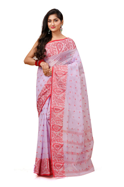 Pure Cotton Tant Saree Leaf Buti Design Woven Tant Saree