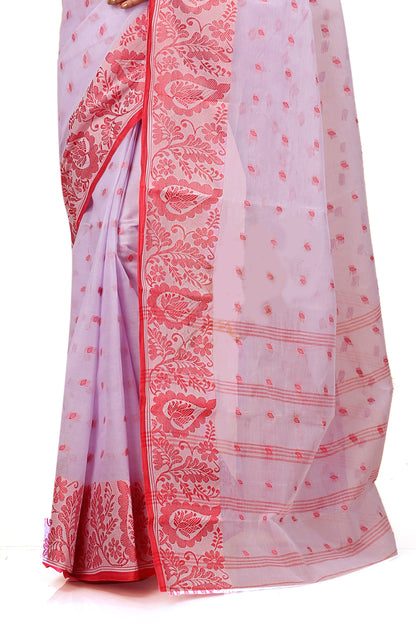 Pure Cotton Tant Saree Leaf Buti Design Woven Tant Saree