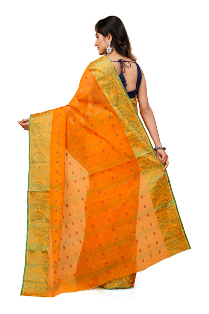 Pure Cotton Tant Saree Leaf Buti Design Woven Tant Saree