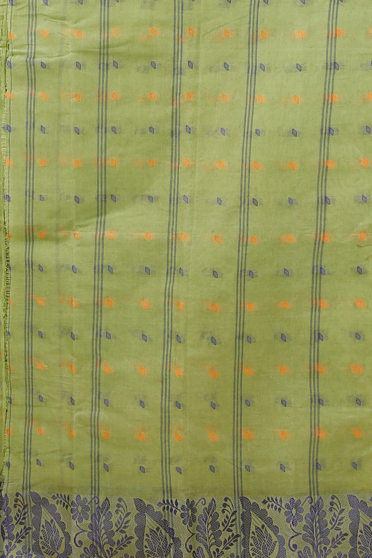 Pure Cotton Tant Saree Leaf Buti Design Woven Tant Saree