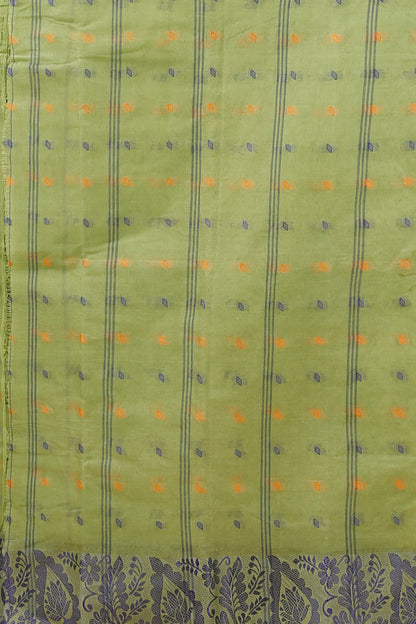 Pure Cotton Tant Saree Leaf Buti Design Woven Tant Saree