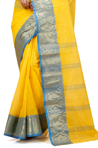 Pure Cotton Tant Saree Ball Buti Design Tant Saree With Self Design Zari Border