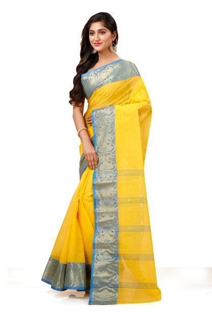 Pure Cotton Tant Saree Ball Buti Design Tant Saree With Self Design Zari Border