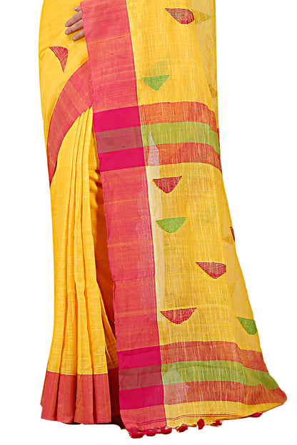 Cotton Handloom Khadi Saree Barfi Buti Design Woven Khadi Saree