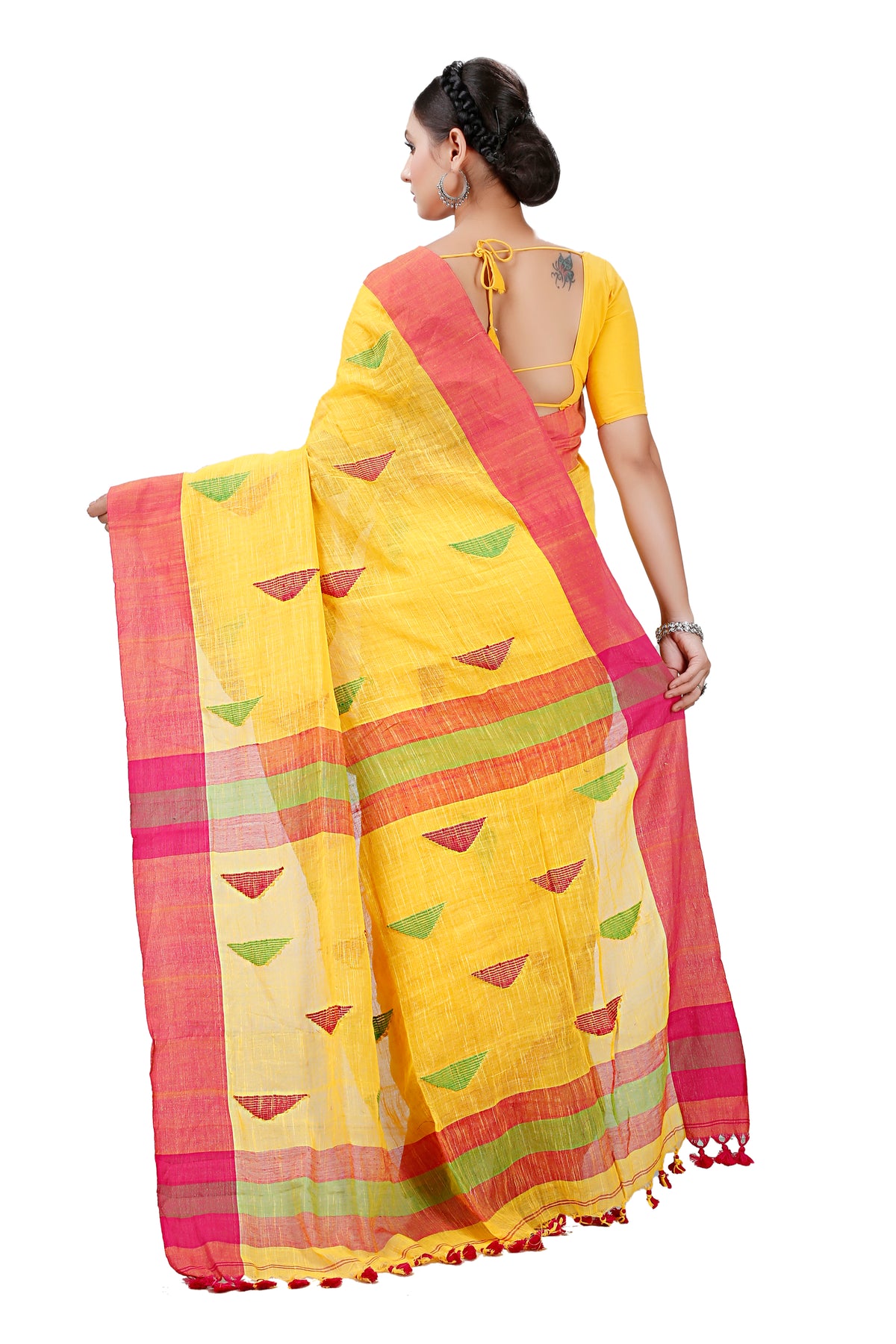 Cotton Handloom Khadi Saree Barfi Buti Design Woven Khadi Saree