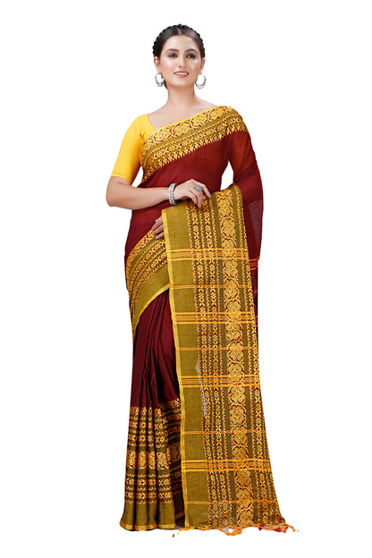 Cotton Handlom Saree Begampuri Design Woven Handloom Saree Blend Cotton