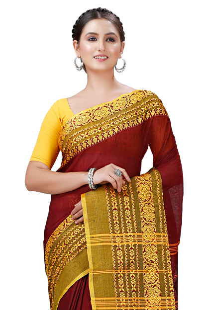 Cotton Handlom Saree Begampuri Design Woven Handloom Saree Blend Cotton