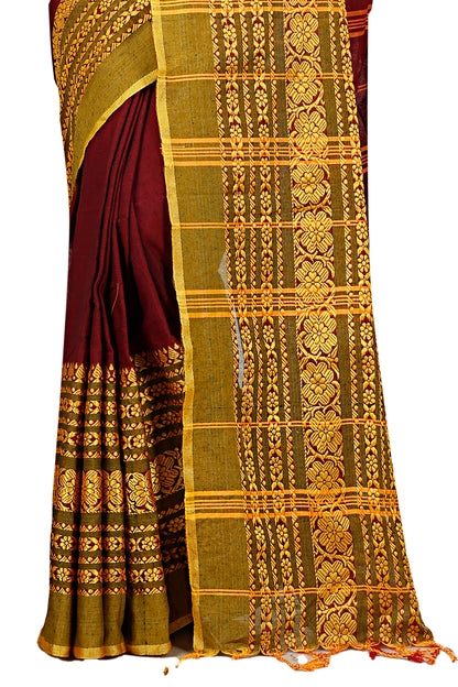 Cotton Handlom Saree Begampuri Design Woven Handloom Saree Blend Cotton